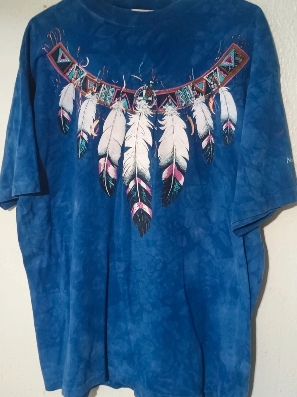 Ragtops Vintage Blue Feather New Mexico Graphic Tee Women's Large Single Stitch